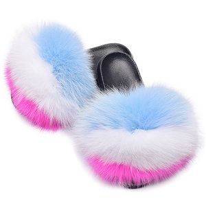 Rosey Fox fur slides